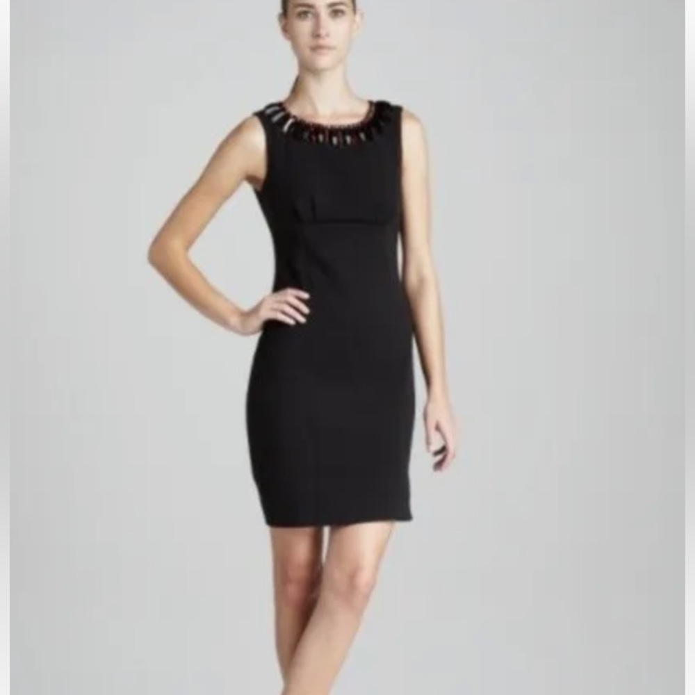 NWT Kate Spade Black Embellished Red Beaded Neckline Diana Sheath Dress Size 8